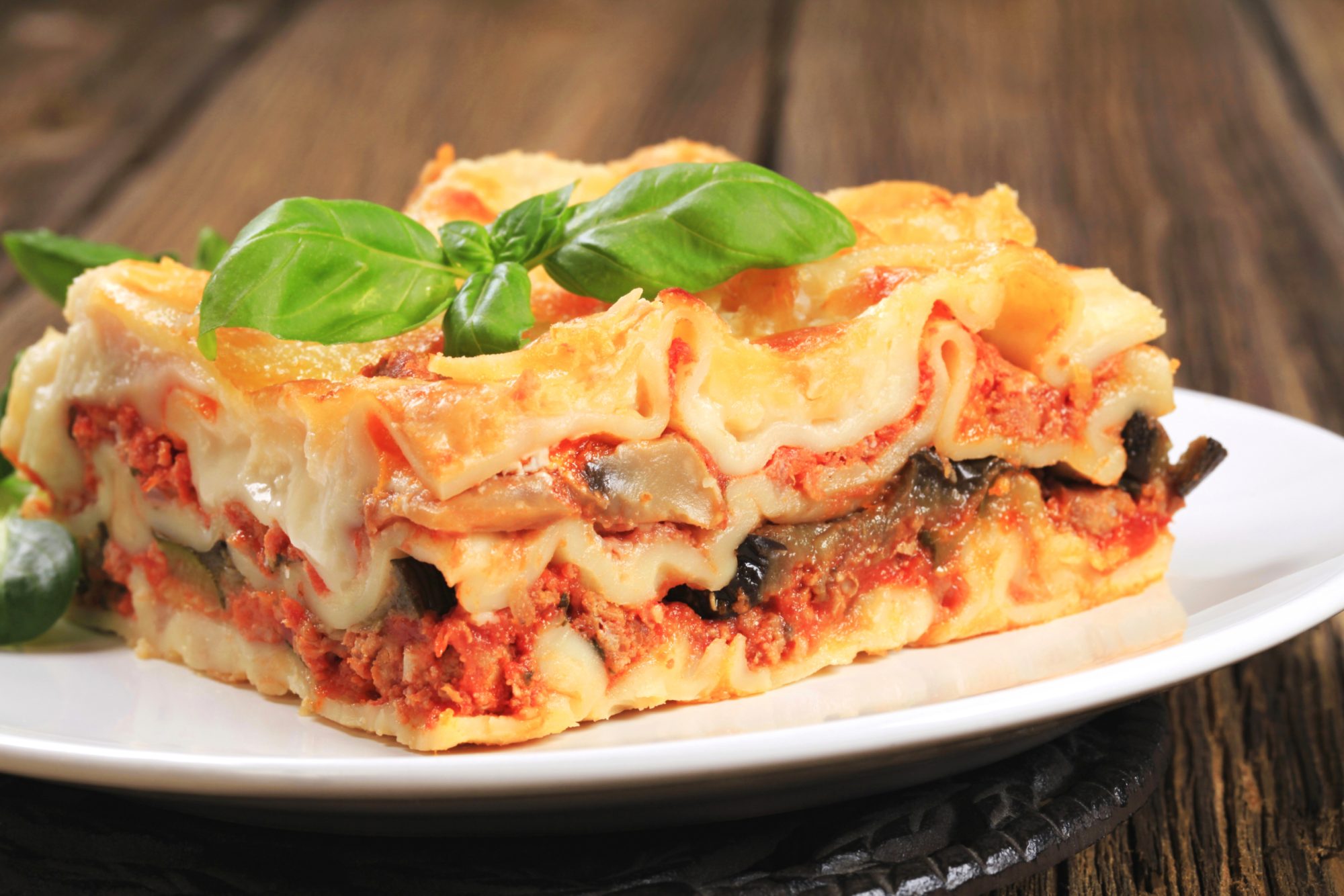 Portion of tasty lasagna on a plate